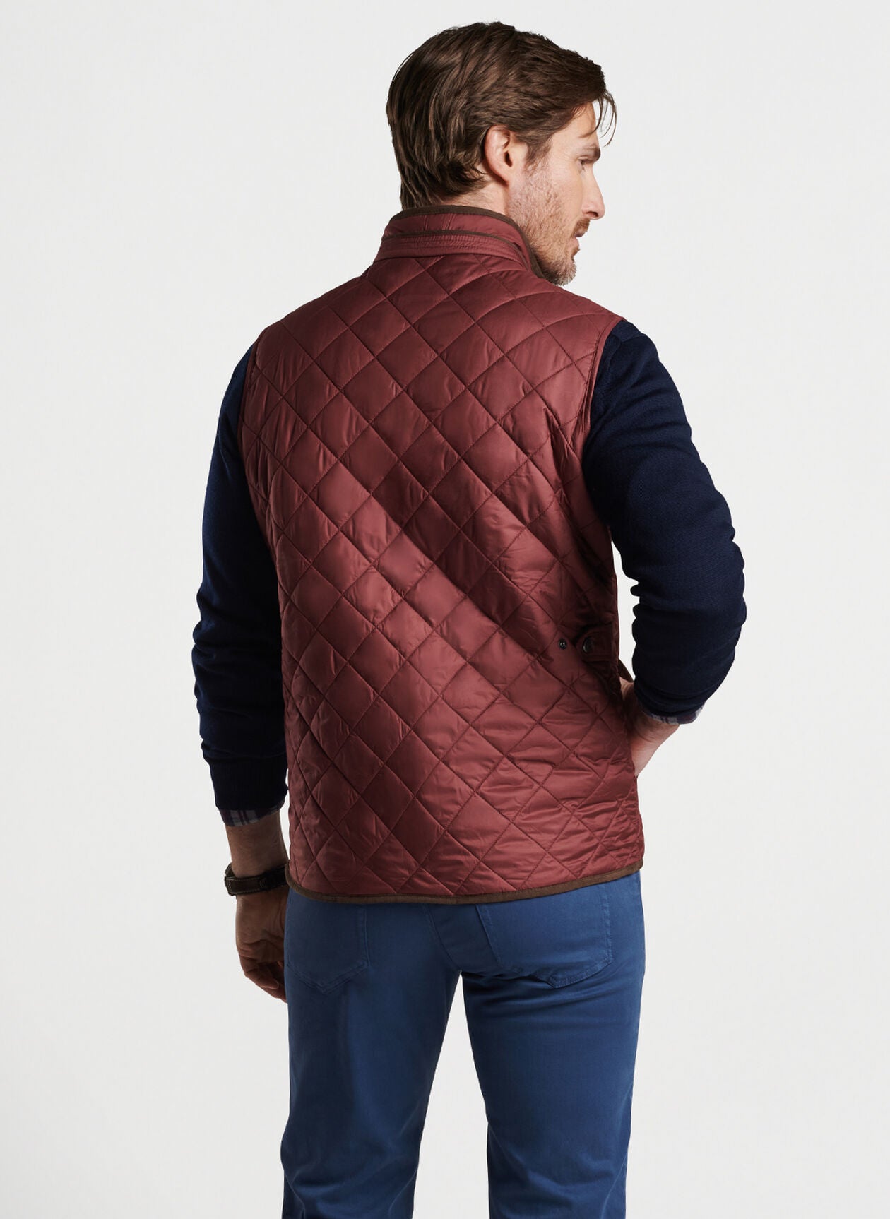 PETER MILLAR Men's Jackets CRANBERRY / M Peter Millar Essex Quilted Travel Vest || David's Clothing MF23Z13C