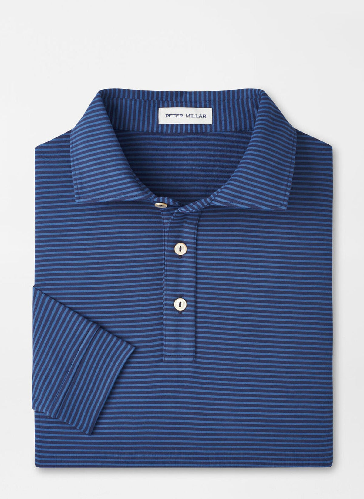 PETER MILLAR Men's Polo NAVY / S Peter Millar Lyons Stripe Performance Jersey Long-Sleeve Polo MF25EK81ELS