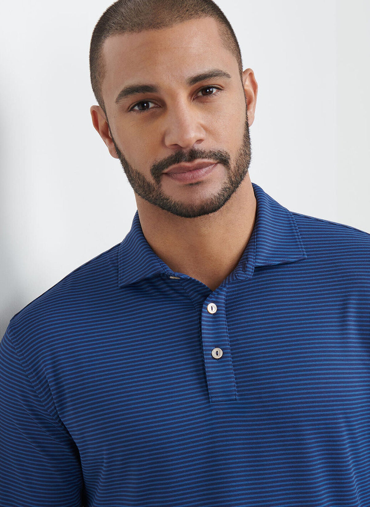 PETER MILLAR Men's Polo Peter Millar Lyons Stripe Performance Jersey Long-Sleeve Polo