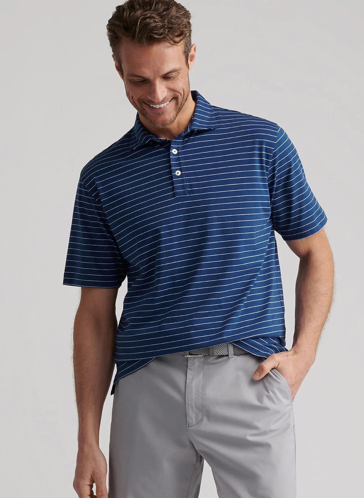 PETER MILLAR Men's Polo Peter Millar Rover Stripe Crown Comfort Cotton Polo
