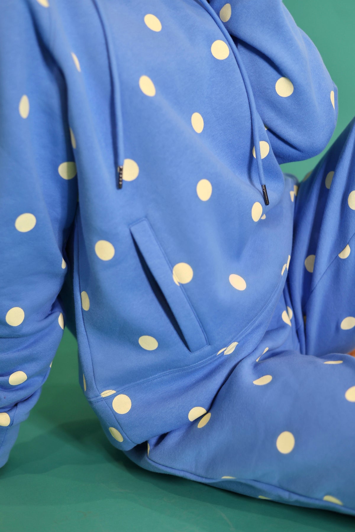 POPPY & PINE Women's Pants 0000- fix- Poppy & Pine Blue Butter Polka Dot Sweatsuit Set - Hoodie & Sweatpants