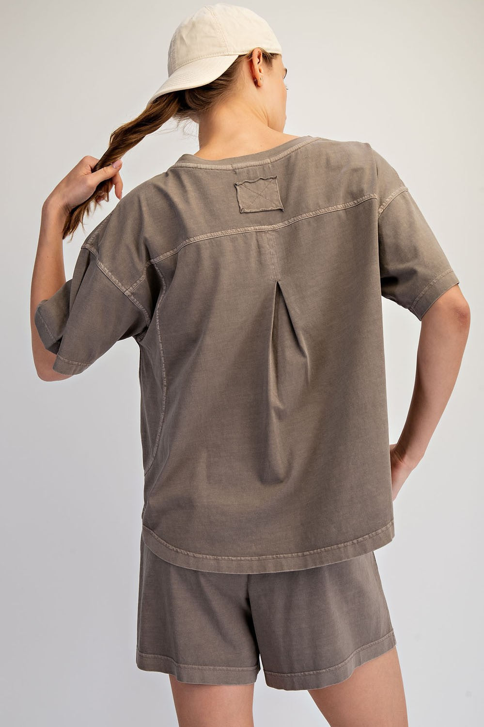 RAE MODE Women's Top Pigment Washed Cotton Shorts Set
