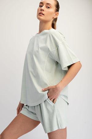 RAE MODE Women's Top SOFT MINT / S Pigment Washed Cotton Shorts Set SET0034SM
