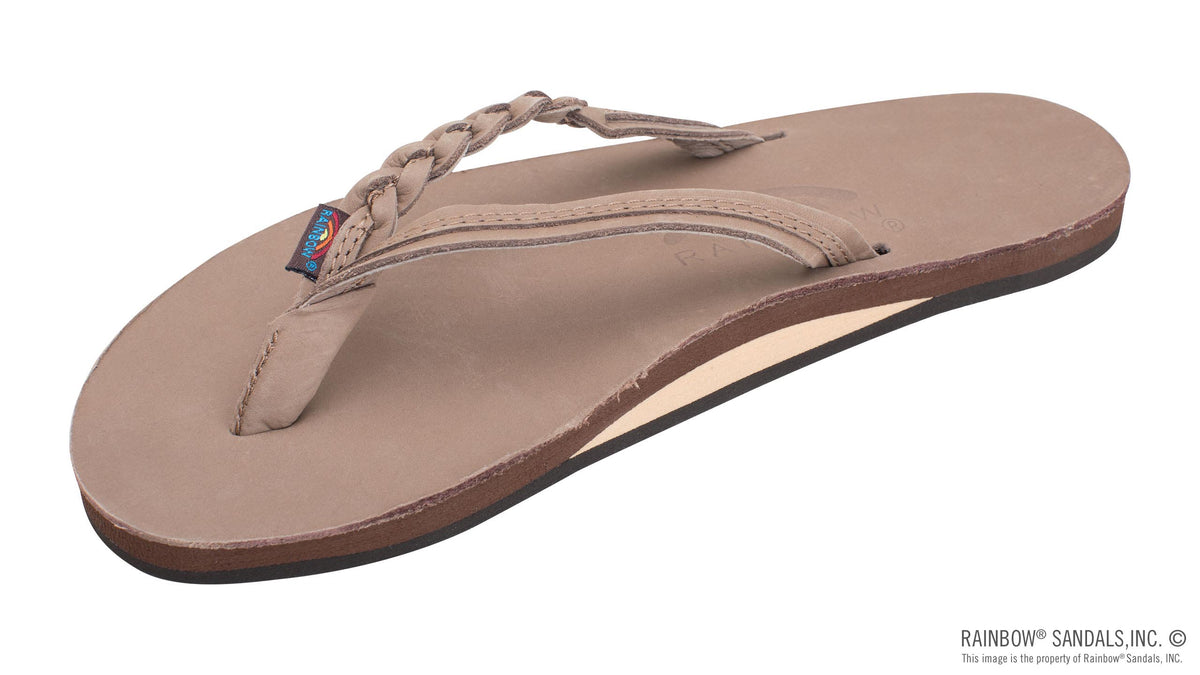RAINBOW Women's Shoes Rainbow Sandals Flirty Braidy - Single Layer Premier Leather 1/2" Narrow Strap with Braid