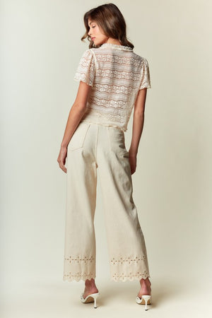 RARERAW Women's Top Soft Lace Tie-front Blouse