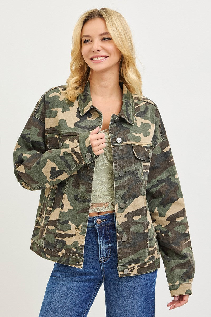 Risen Jeans Women Jackets Oversized Camo Jackets