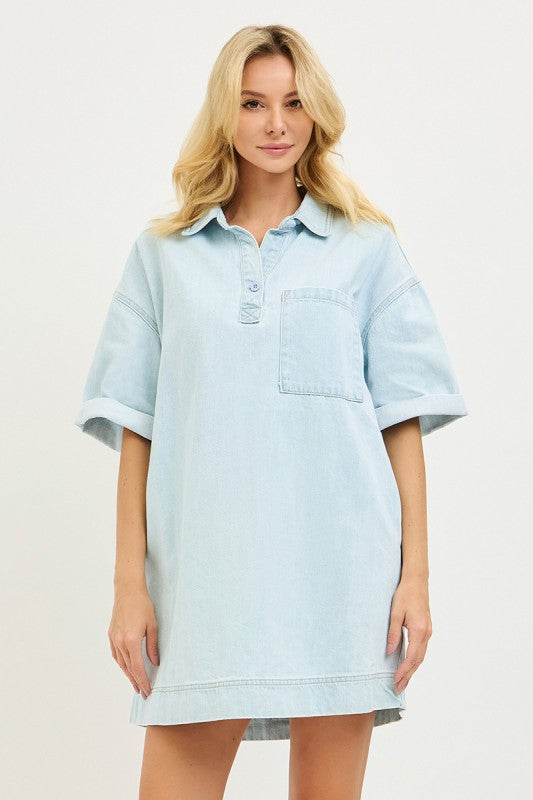 Risen Jeans Women's Dresses Risen Jeans Short Sleeve Shirt Dress