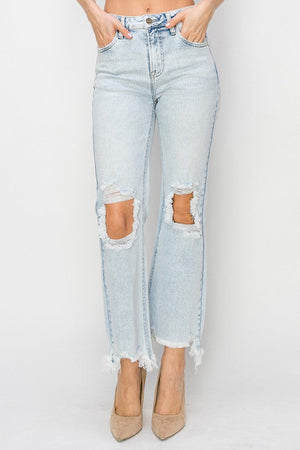 Risen Jeans Women's Jeans High Rise Straight Crop Jeans || David's Clothing