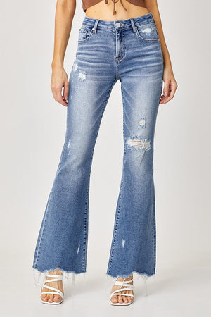 Risen Jeans Women's Jeans Risen Jeans Mid-rise Flare Jeans || David's Clothing