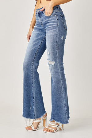 Risen Jeans Women's Jeans Risen Jeans Mid-rise Flare Jeans || David's Clothing