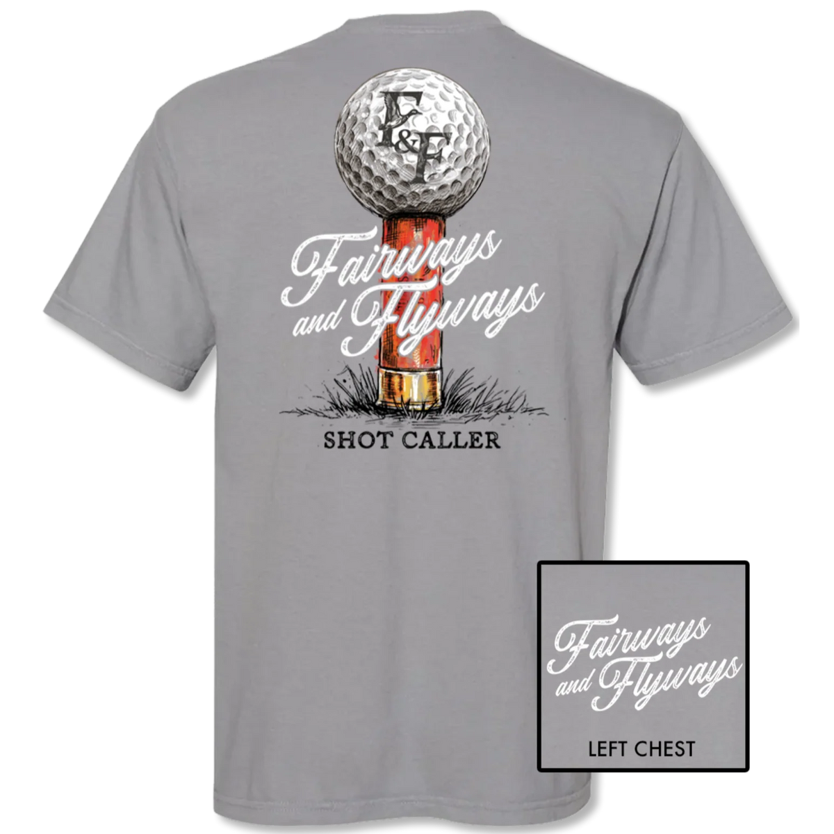 RIVERBED THREADS Men's Tees Fairways & Flyways Shot Caller Granite