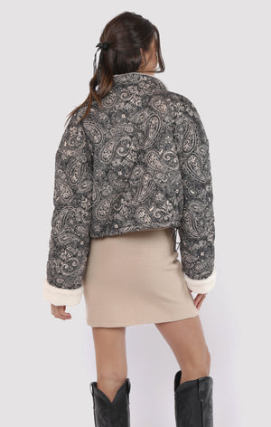 SADIE AND SAGE Women Jackets Sadie And Sage Cool Girl Quilted Puffer Sherpa Lined Jacket