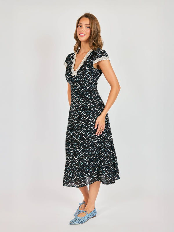 new midi dresses Black Velvet Floral Devore Long Sleeve Midi Dress