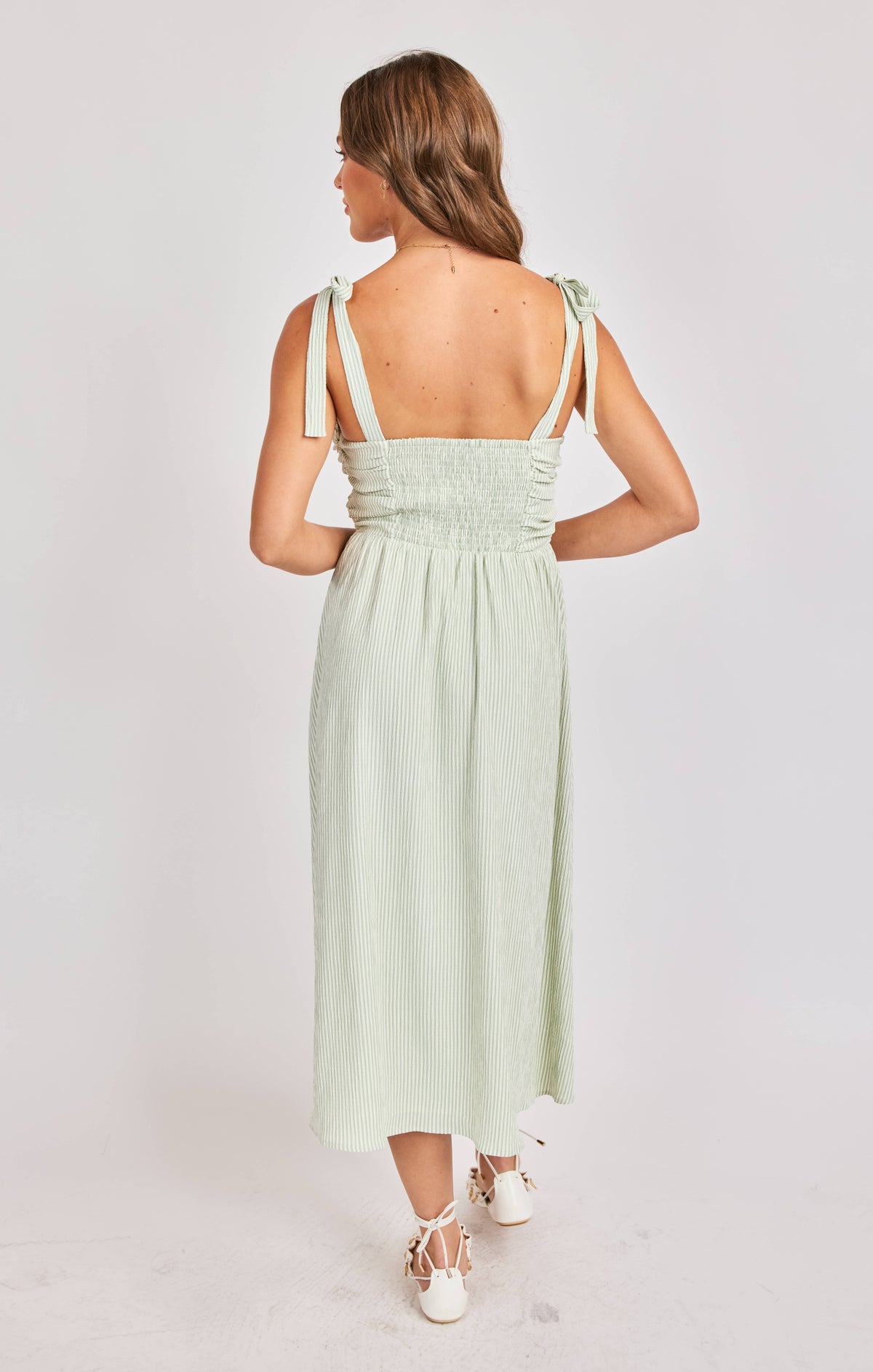 SADIE AND SAGE Women's Dresses Sadie and Sage See Me Stripe Bow Midi Dress