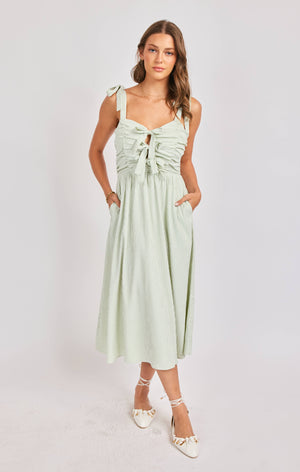 SADIE AND SAGE Women's Dresses Sadie and Sage See Me Stripe Bow Midi Dress