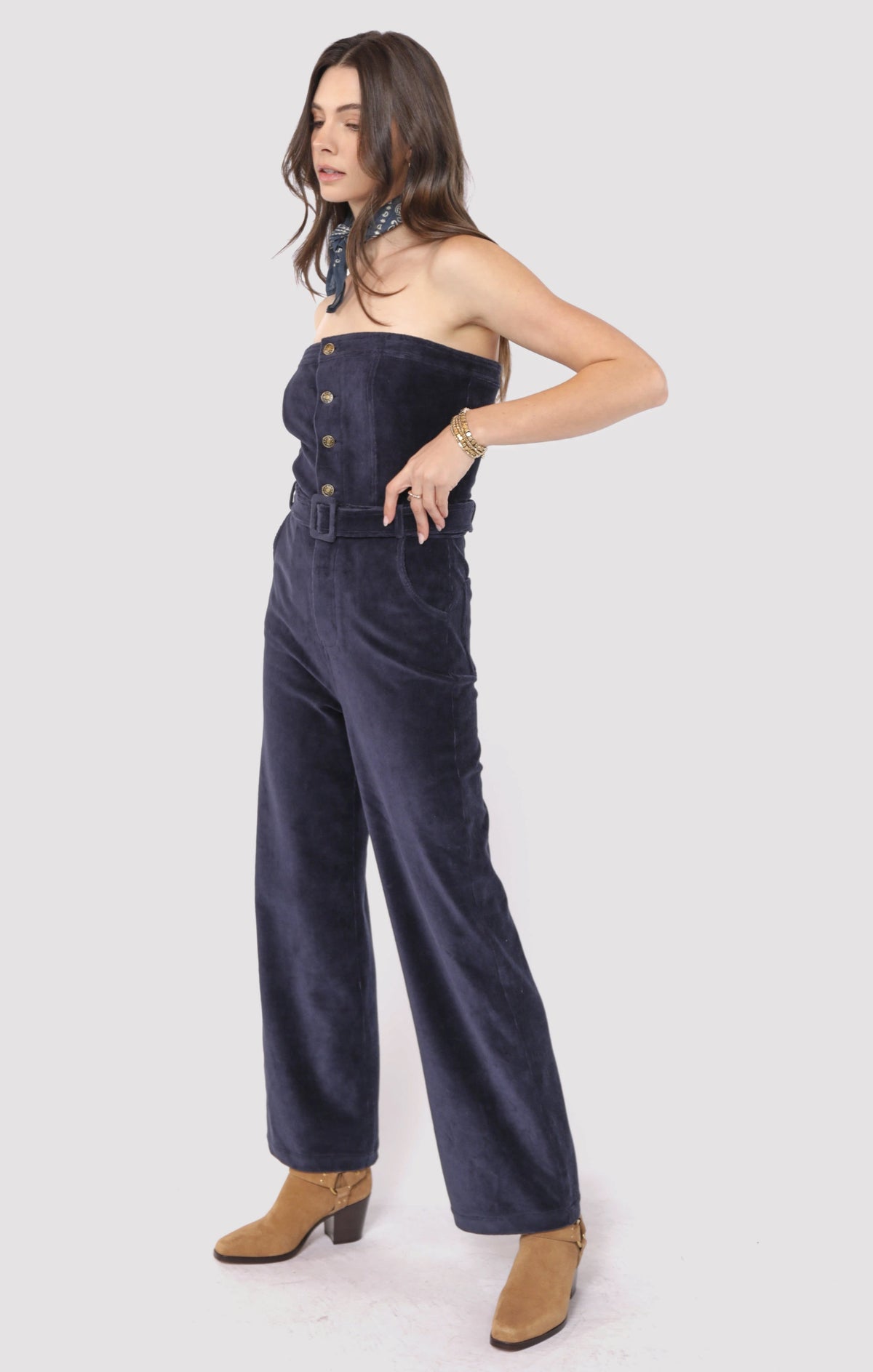SADIE AND SAGE Women's Pants Sadie and Sage Morrison Strapless Belted Jumpsuit