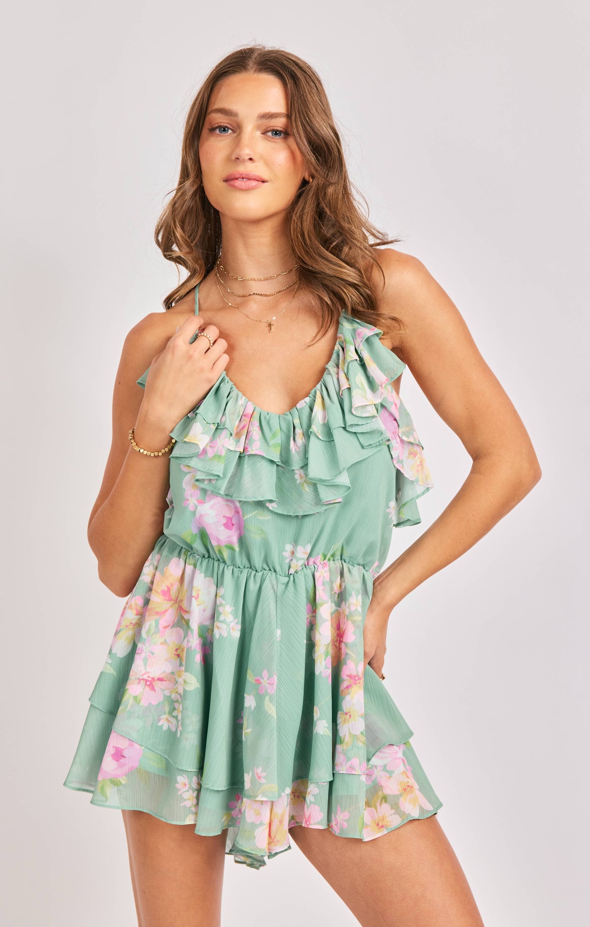 SADIE AND SAGE Women's Romper Sadie and Sage Desert Rose Ruffle Romper