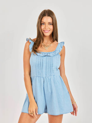 SADIE AND SAGE Women's Romper Sadie and Sage Soft Breeze Chambray Romper