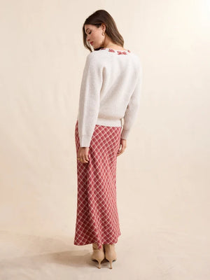 SADIE AND SAGE Women's Sweatshirt Sadie and Sage Hostess Plaid Lace Trim Sweater