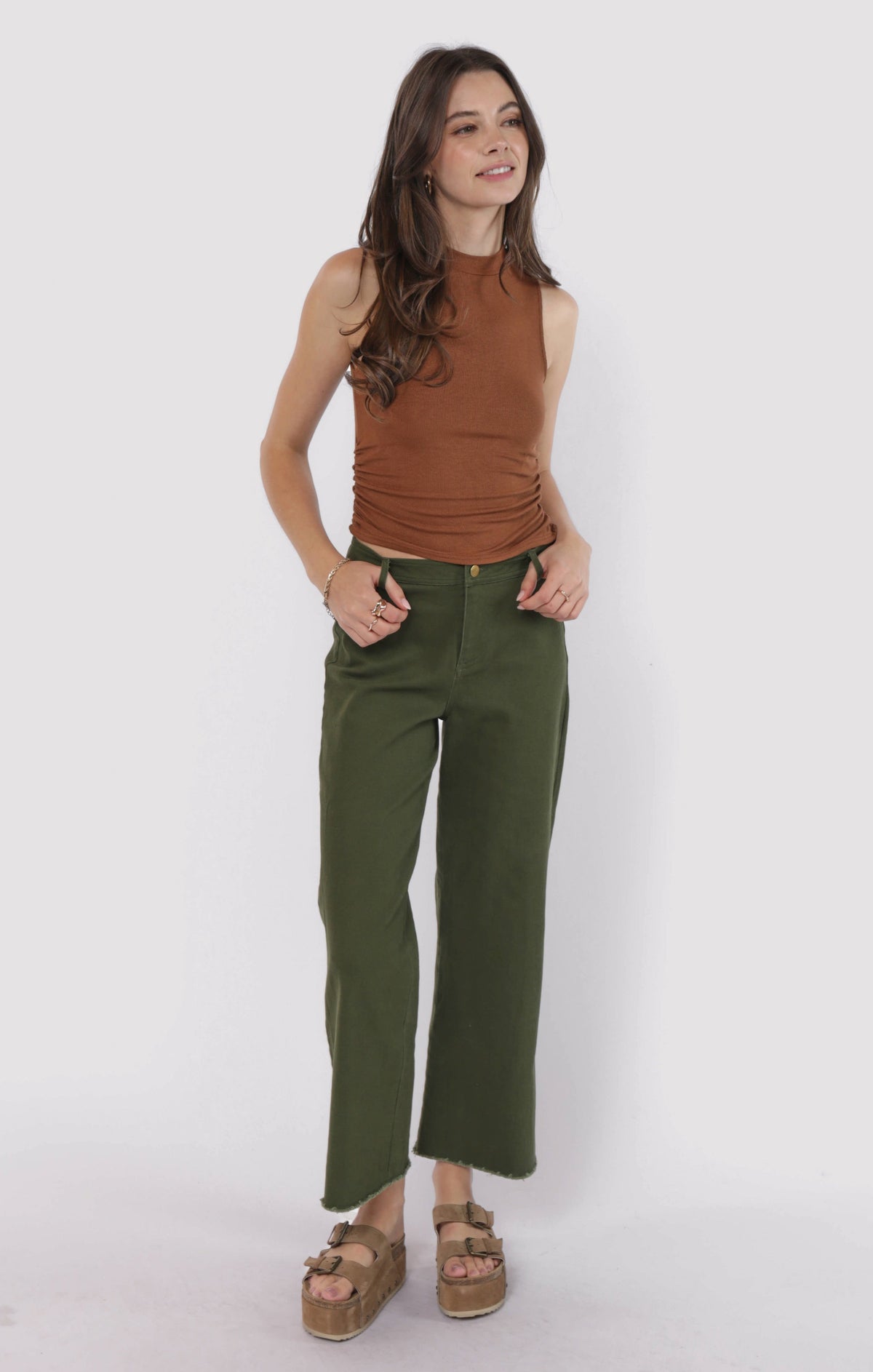 SADIE AND SAGE Women's Top Sadie And Sage Ronan Mock Neck Ruched Knit Tank