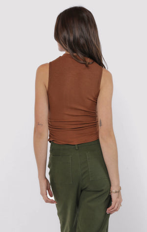 SADIE AND SAGE Women's Top Sadie And Sage Ronan Mock Neck Ruched Knit Tank