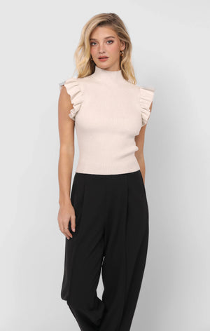 SADIE AND SAGE Women's Top Sadie And Sage Tiffany Mockneck Ruffle Tank Sweater