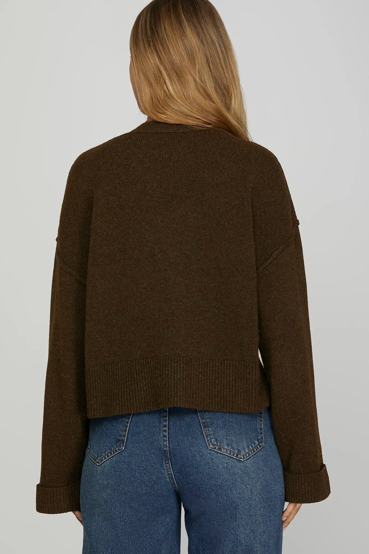 SHE AND SKY Women's Sweaters Long Sleeve Button Down Knit Sweater Cardigan