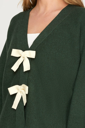 SHE AND SKY Women's Sweaters Long Sleeve Front Bow Sweater Cardigan