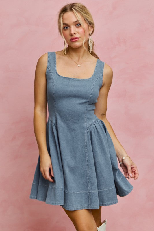 SO ME Women's Dresses Denim Fit And Flare Mini Dress