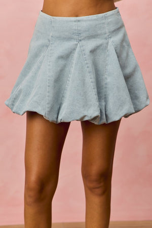 SO ME Women's Skirts Denim Bubble Mini Skirt