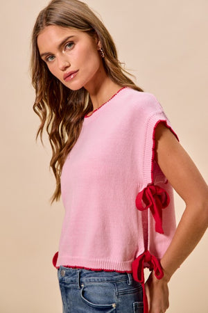 SO ME Women's Sweaters Lightweight Sweater Dolman Side Ribbon Tie Top