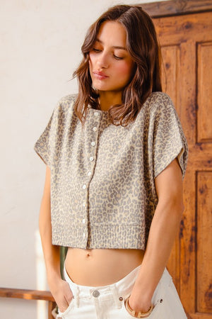 SO ME Women's Sweaters Vintage Leopard Print Button Front Sweater Vest Top