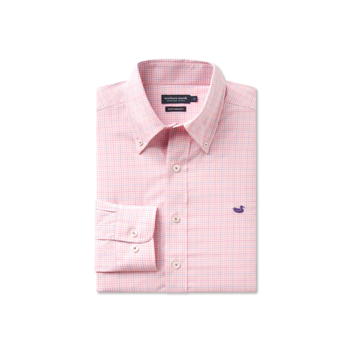 SOUTHERN MARSH COLLECTION Men's Sport Shirt CAMELLIA & WHARF / S Southern Marsh Dyer Performance Gingham Dress Shirt CDYGCMWF