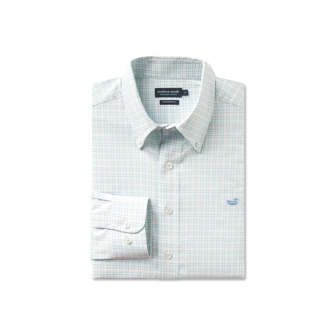 SOUTHERN MARSH COLLECTION Men's Sport Shirt LIGHT BLUE MINT / S Southern Marsh Dyer Performance Gingham Dress Shirt CDYGLBMT
