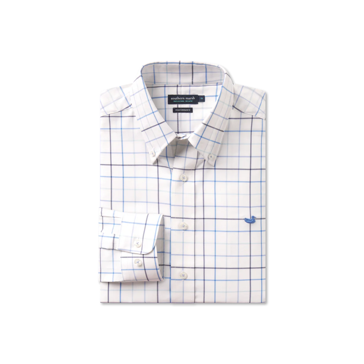 mens white windowpane dress shirt Mizzen + Main Leeward Navy/White Windowpane