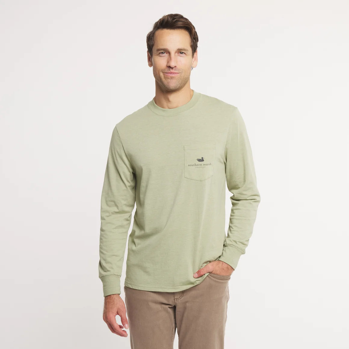 SOUTHERN MARSH COLLECTION Men's Tees Southern Marsh SEAWASH Tee - Vintage Duck Decoy - In Position - Long Sleeve
