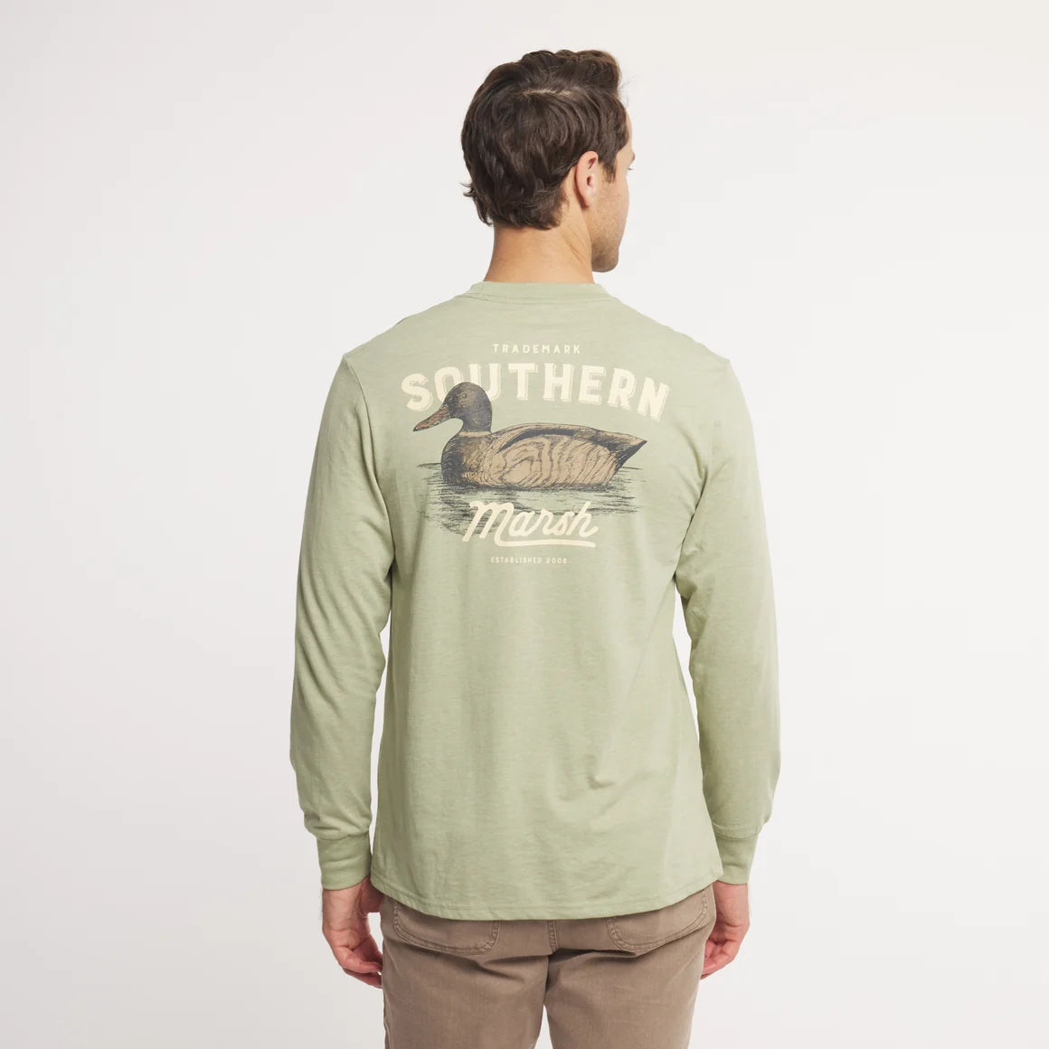 SOUTHERN MARSH COLLECTION Men's Tees Southern Marsh SEAWASH Tee - Vintage Duck Decoy - In Position - Long Sleeve