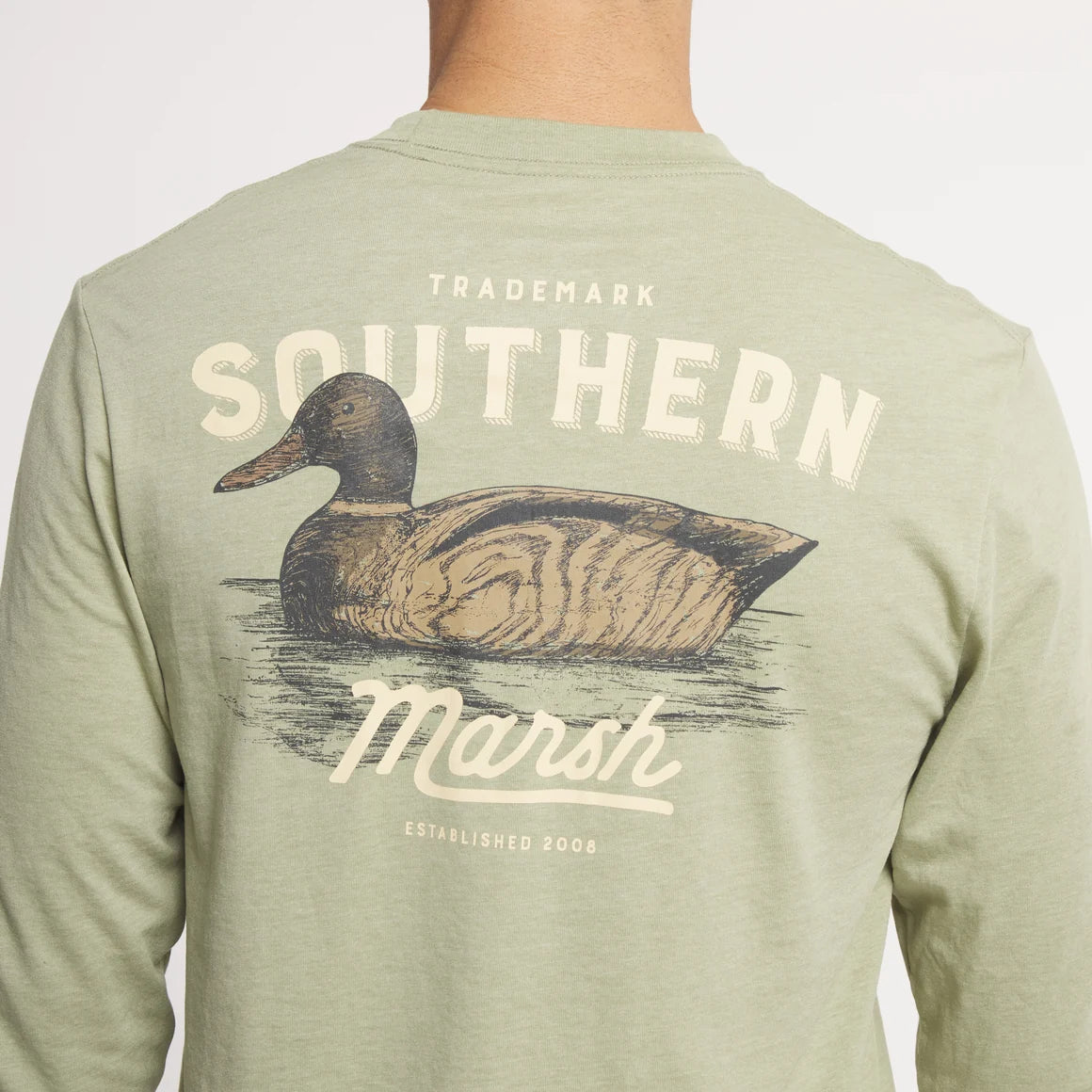 SOUTHERN MARSH COLLECTION Men's Tees Southern Marsh SEAWASH Tee - Vintage Duck Decoy - In Position - Long Sleeve