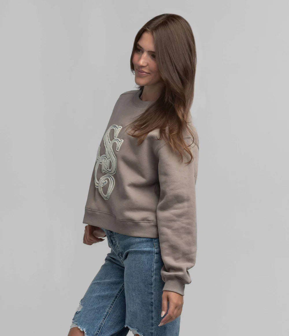 SOUTHERN SHIRT CO. Women's Sweatshirt Southern Shirt Preppy Front Print Sweatshirt - Hazelnut