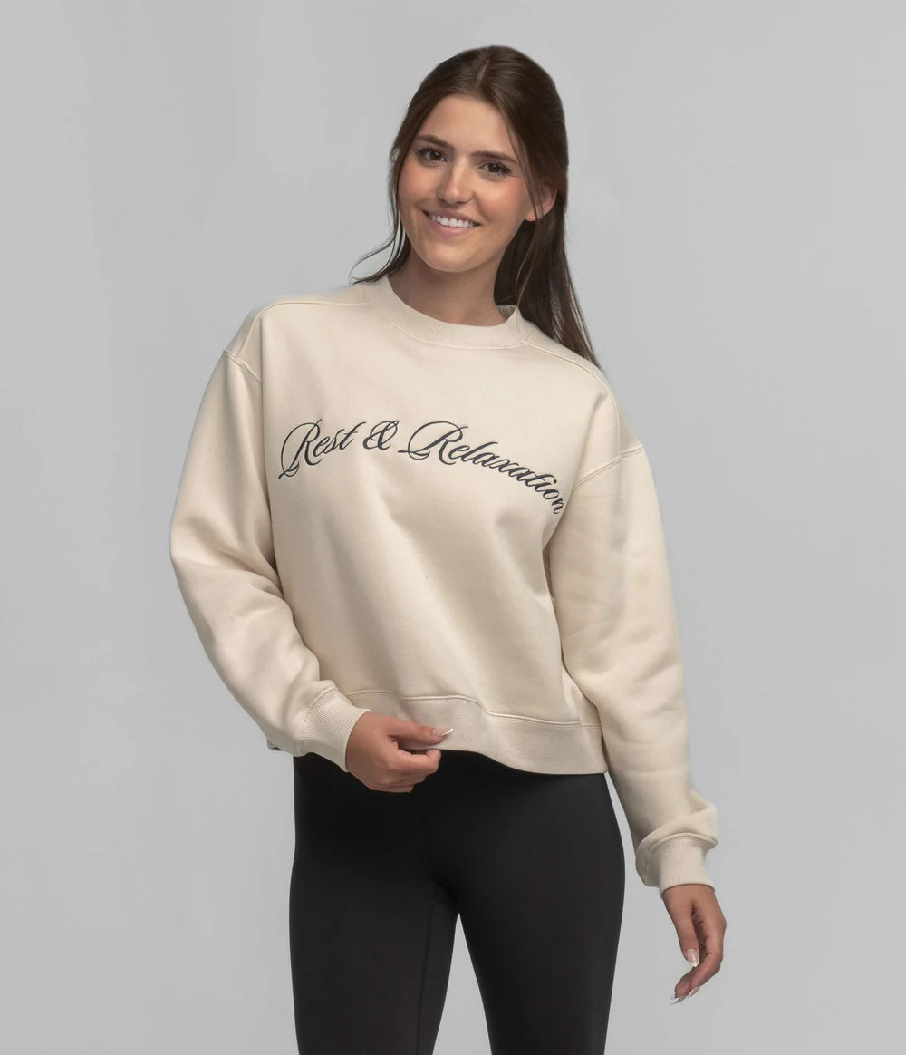 SOUTHERN SHIRT CO. Women's Sweatshirt Southern Shirt Preppy Front Print Sweatshirt - Parchment || David's Clothing