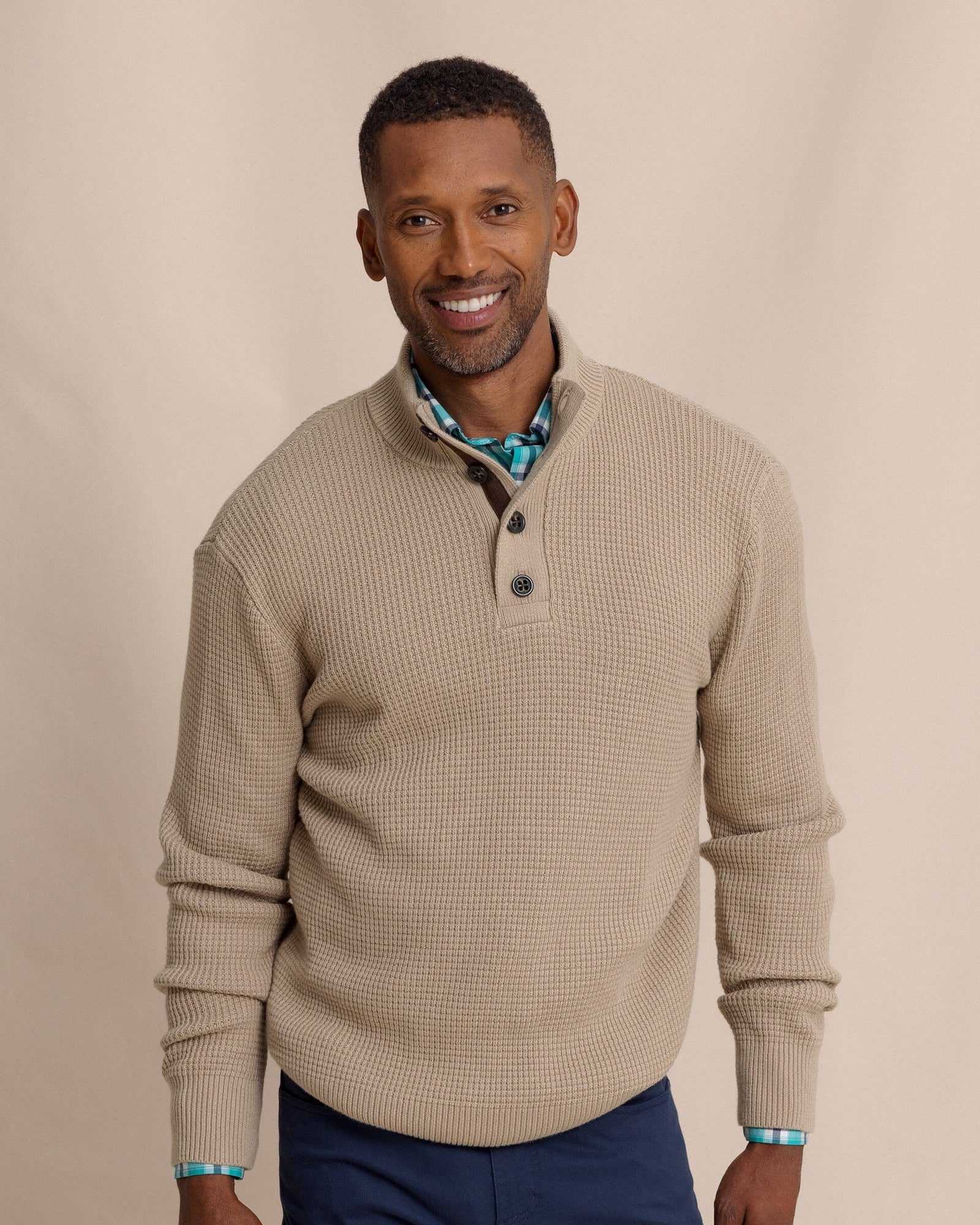 SOUTHERN TIDE Men's Outerwear Southern Tide Bass Creek Heather Quarter Button Sweater