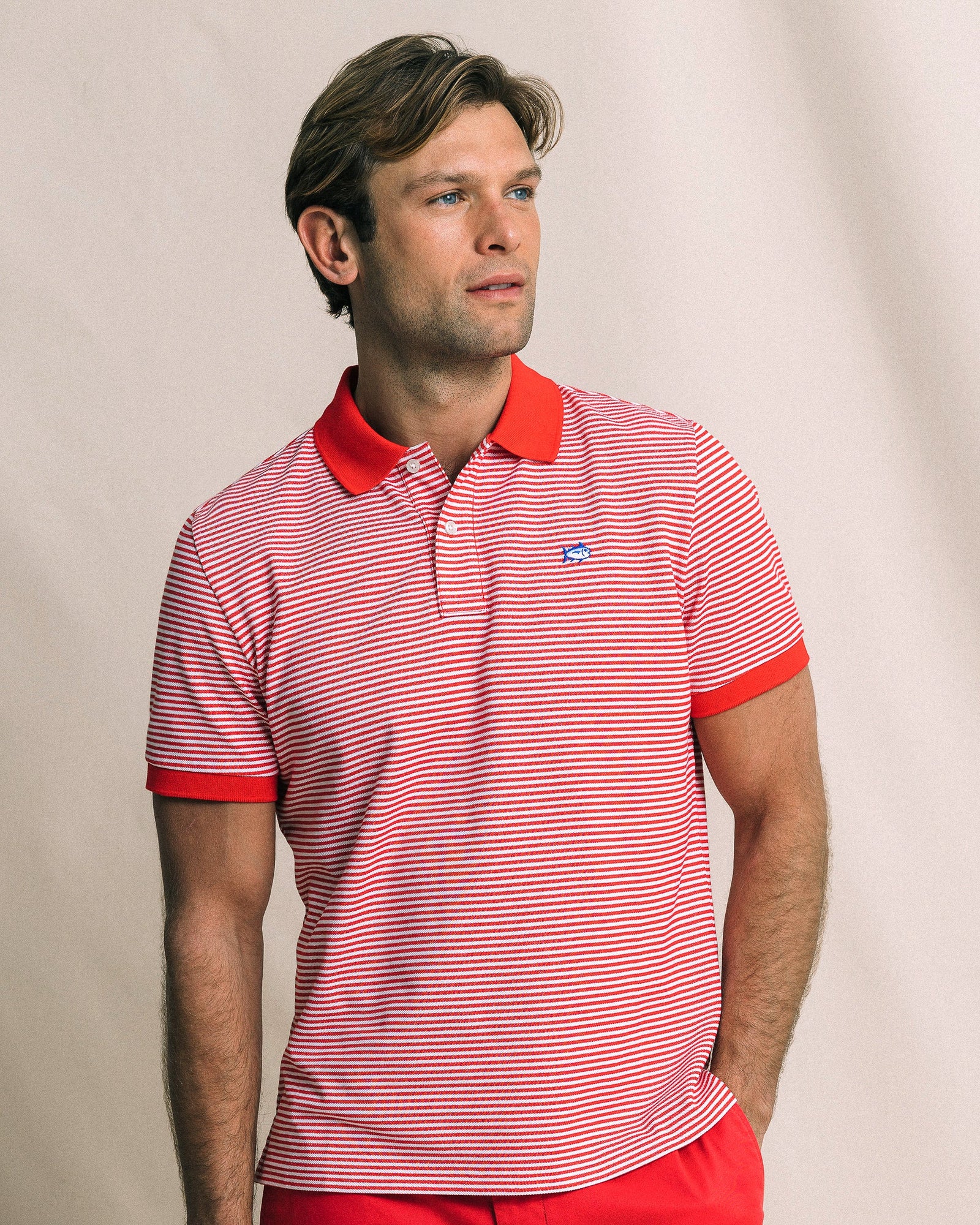 SOUTHERN TIDE Men's Polo NAUTICAL BLUE / S Southern Tide Striped Skipjack Polo 126191032