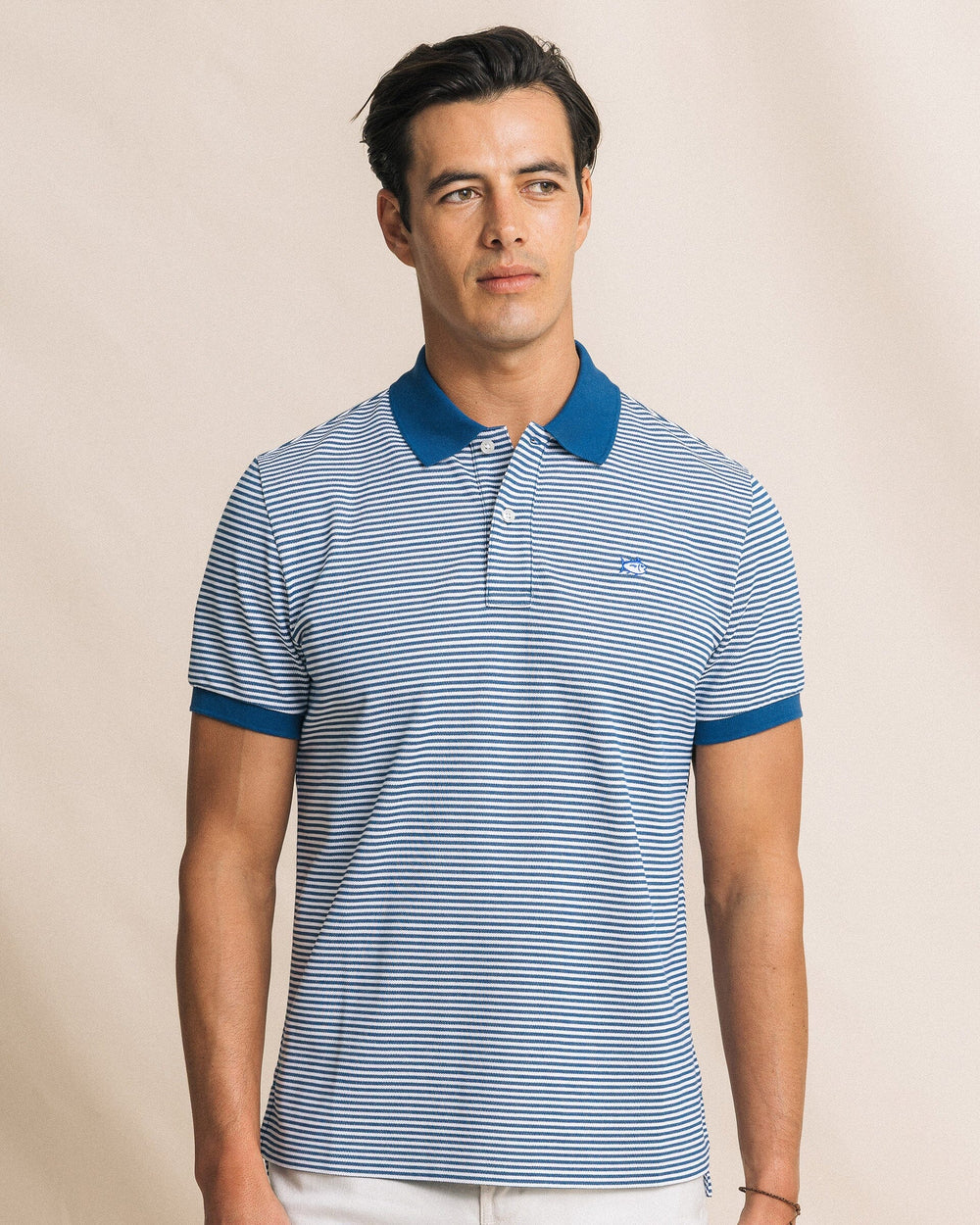 SOUTHERN TIDE Men's Polo NAUTICAL BLUE / S Southern Tide Striped Skipjack Polo 126191032