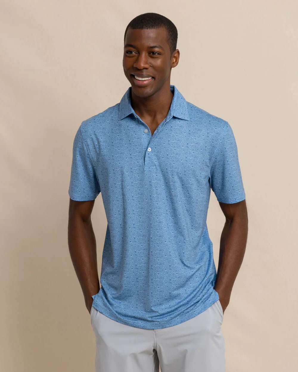 SOUTHERN TIDE Men's Polo Southern Tide Driver Let's Go Clubbing Printed Polo || David's Clothing