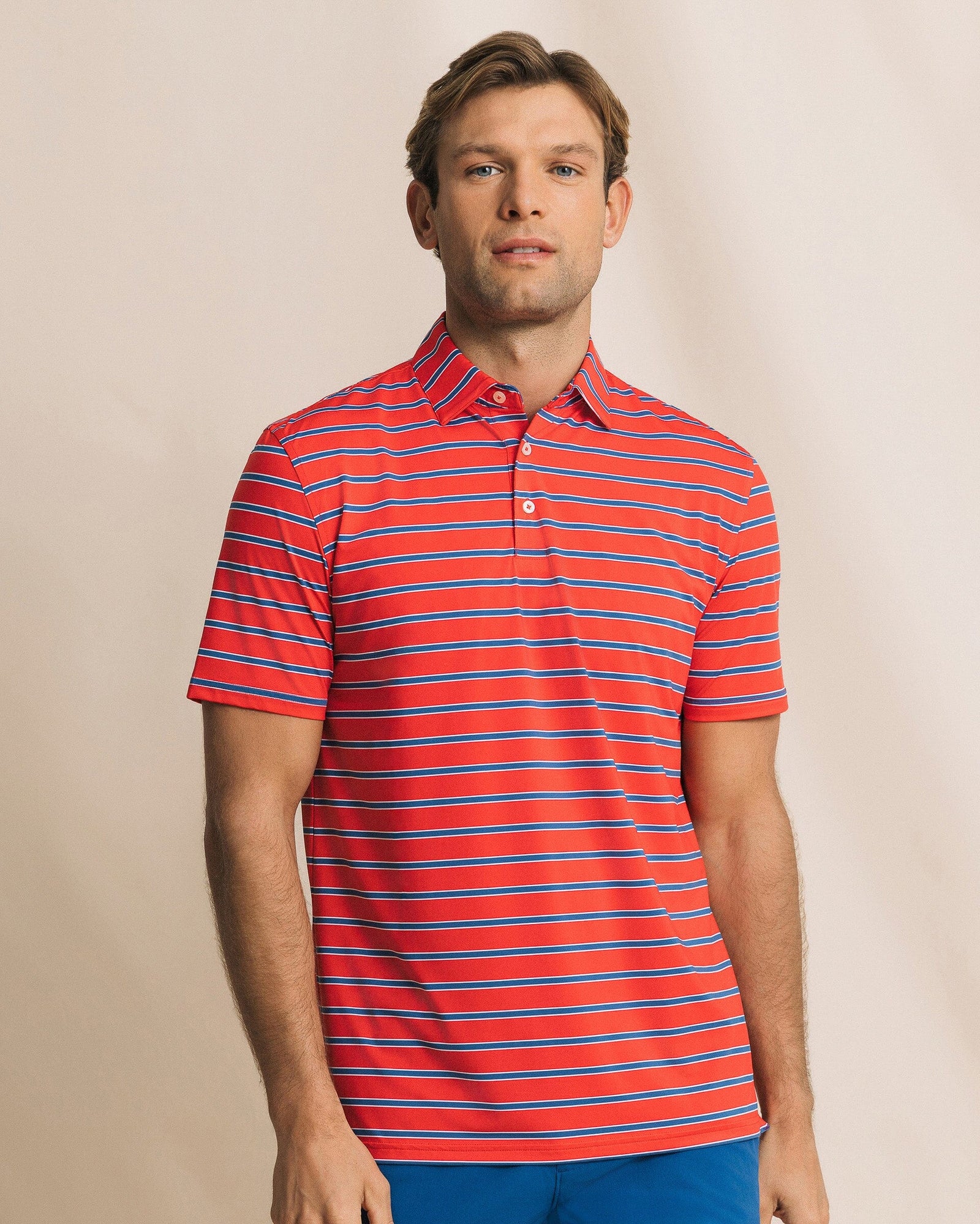 SOUTHERN TIDE Men's Polo Southern Tide Moonlight Bay Stripe Coastal Breeze® Performance Polo