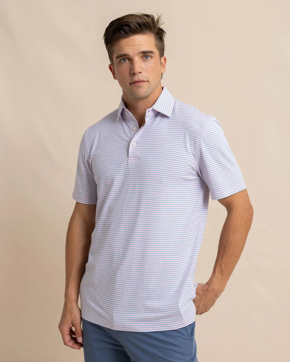 SOUTHERN TIDE Men's Polo Southern Tide Ryder Heather Halls Performance Polo || David's Clothing