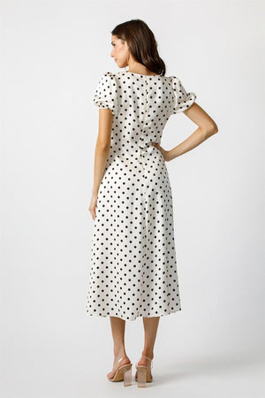 STORIA Women's Dresses Chic Polka Dot Silk Midi Dress