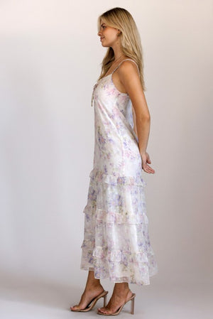 STORIA Women's Dresses Floral Tiered Ruffle Maxi Dress