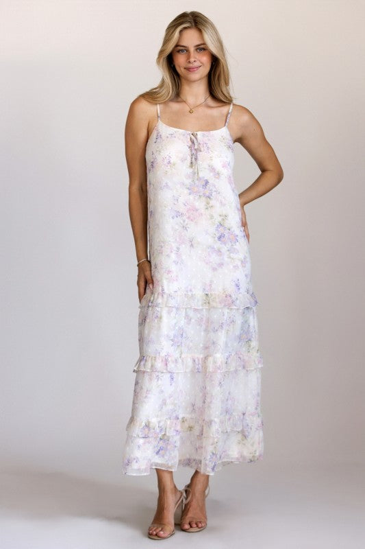 STORIA Women's Dresses Floral Tiered Ruffle Maxi Dress