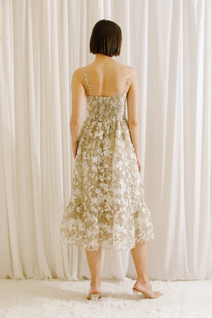 STORIA Women's Dresses White Floral Midi Dress || David's Clothing